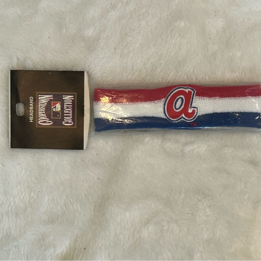 Vtg 90s NEW Atlanta Braves retired logo MLB Baseball Headband Deadstock